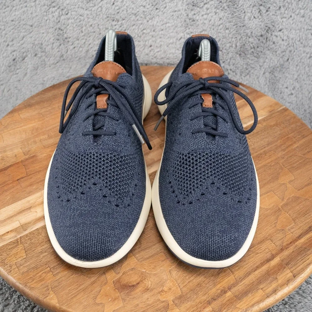 Mens 8.5 Cole Haan Grand Troy Knit Wingtip Oxford Shoes Marine/Ombre Blue C33768